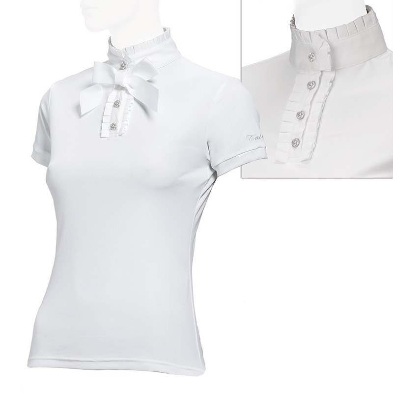 POLO DE MUJER DE CONCURSO CON LAZO DESMONTABLE XS 01.Blanco