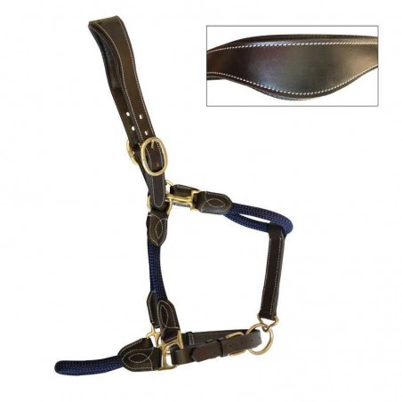 CABEZADA DE CUADRA ERGONÓMICA, CUERDA Y CUERO