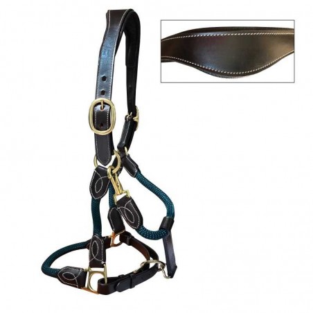 CABEZADA DE CUADRA ERGONÓMICA, CUERDA Y CUERO