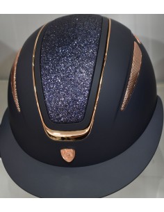 casco tattini visera leidi  azul marino brillos oro rosa