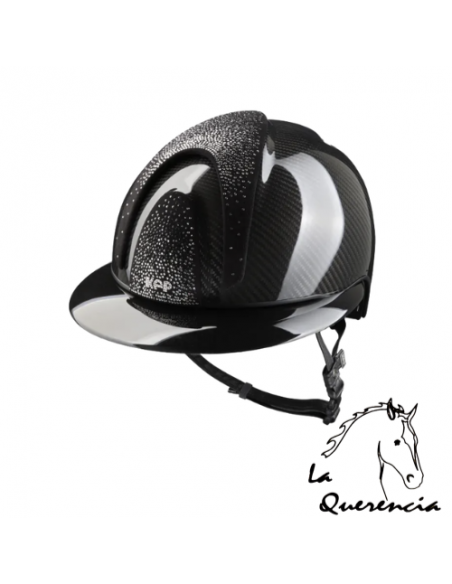 CASCO KEP EN CARBONO NEGRO PULIDO CON CRISTALES SWAROVSKI - VISERA POLO