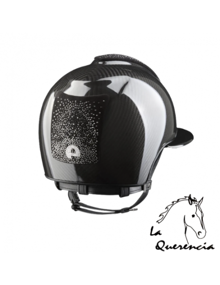 CASCO KEP EN CARBONO NEGRO PULIDO CON CRISTALES SWAROVSKI - VISERA POLO