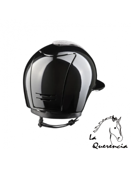 CASCO KEP NEGRO PULIDO Y FRONTAL CON CRISTALES DE SWAROVSKI - VISERA POLO MEDIUM
