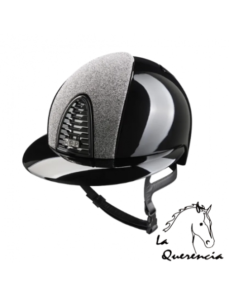 CASCO KEP NEGRO PULIDO Y FRONTAL CON CRISTALES DE SWAROVSKI - VISERA POLO MEDIUM