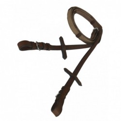 RIENDAS EN CUERO Y LONA ECONOMICA  MARRON