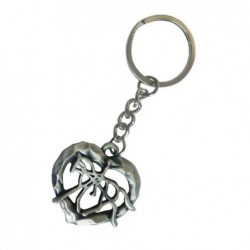 LLAVERO CORAZON Y AMAZONA ASPECTO PLATA ANTIGUA